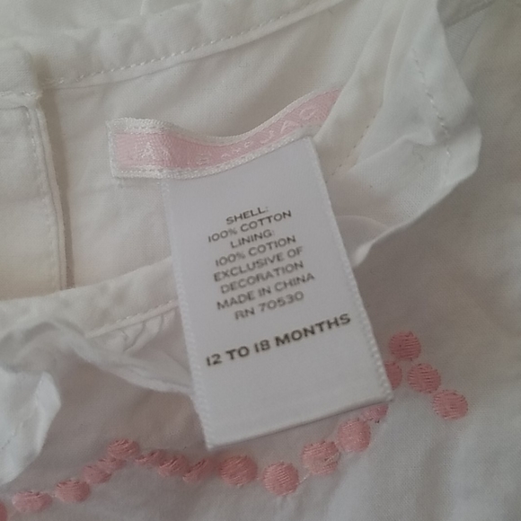 Janie and Jack white and pink blouse 12 to 18 mont - Picture 3 of 3